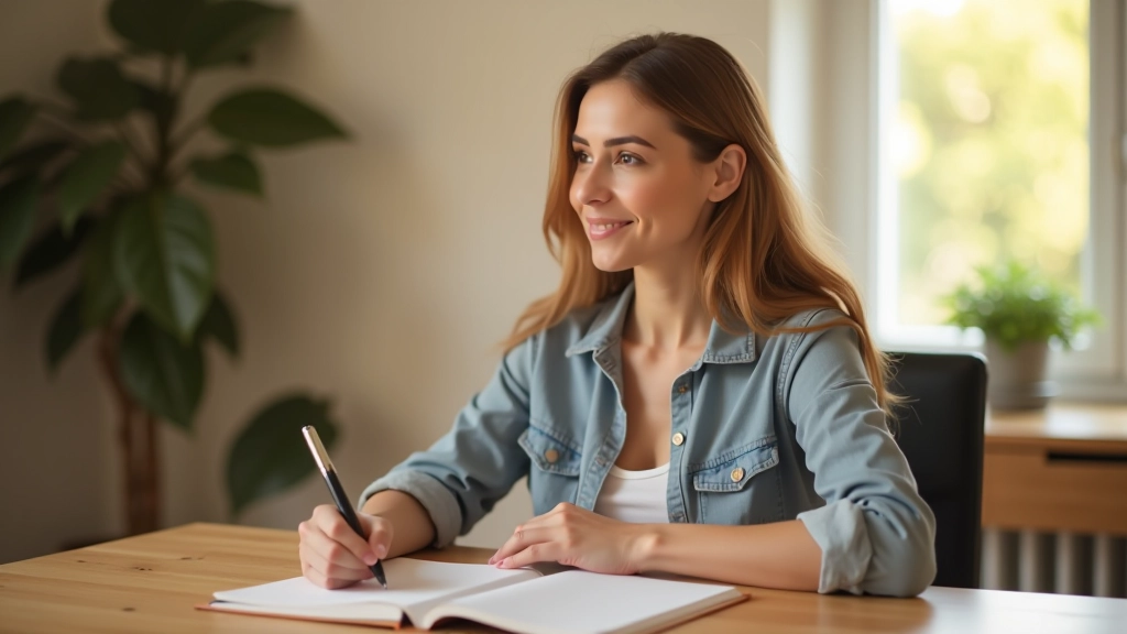 Pessoa escrevendo em caderno de planejamento de hábitos matinais